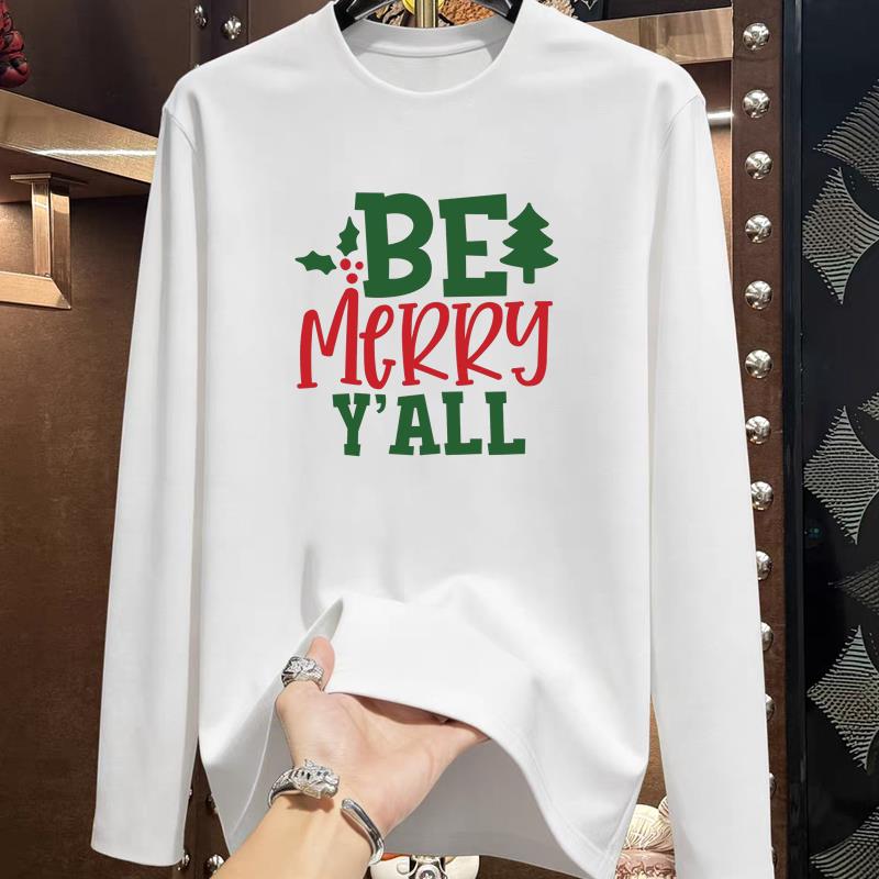 (Asian Size) Style Trend Lovely Christmas New Year Graphic Tee Print T Shirt Women Autumn Winter Casual Fashion Top Clothing Long Sleeve T-shirts