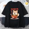 Shiba Inu Enjoying Ramen T-shirts 100% Cotton High Quality Summer Tee-shirt Casual Women/Men Kawaii Tshirt Cute Girls Shirts