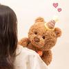 LIULINY 30cm Teddy Bear Plush Toy with Hat & Cake, Soft Cuddly Stuffed Animal Doll, Birthday Christmas Gift for Girls Boys Kids Party