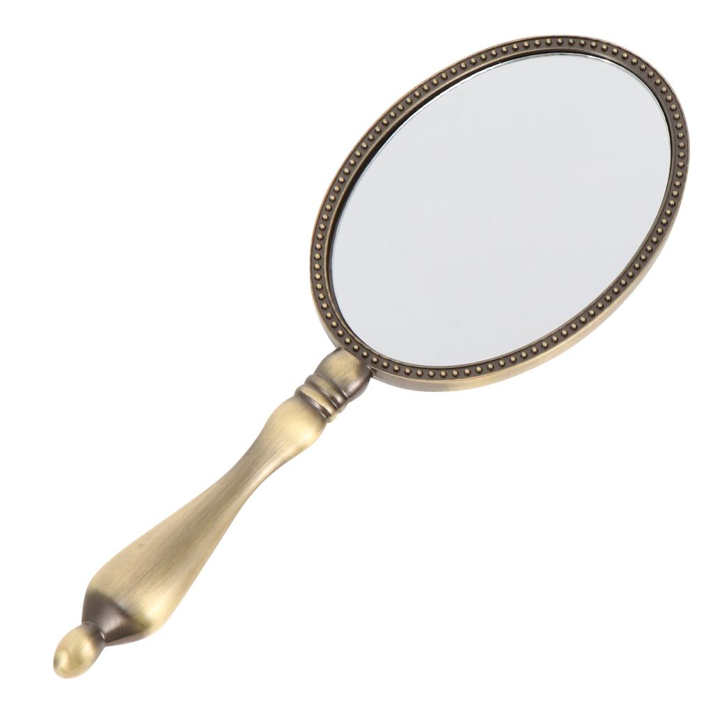 Handheld Mirror With Handle Compact Makeup Mirrors Retro Travel Beauty Accessories Durable Lightweight Ladies Gift