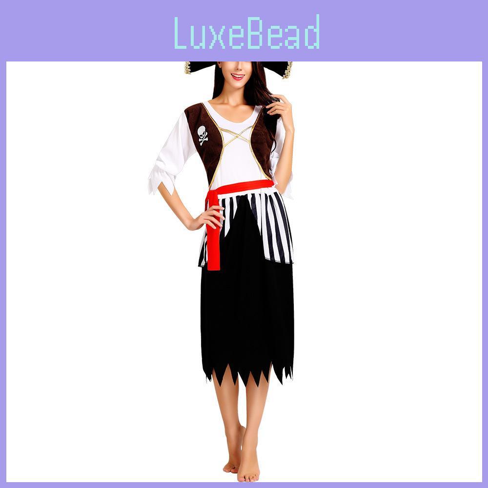 Alluring Women's Halloween Pirate Costume With Stylish Black Long Dress For Parties