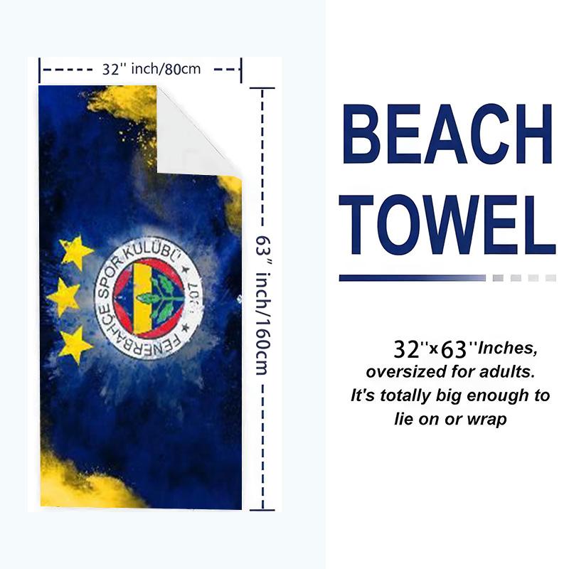 Fenerbahce Sk Print Beach Towel, Large Soft Quick Dry Towel for Beach Camping Swimming