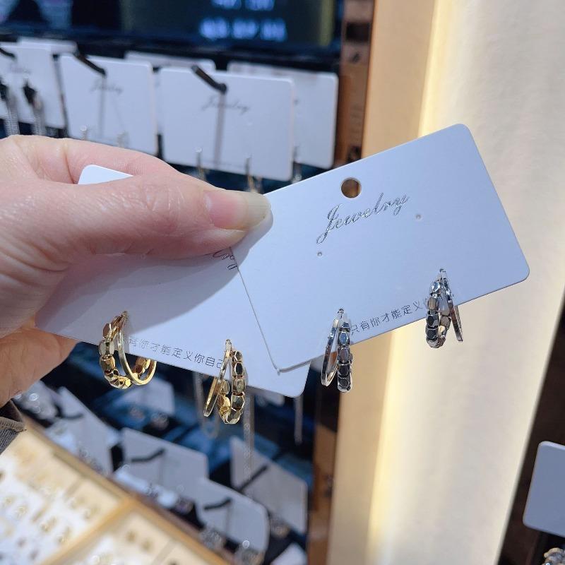 Y2K Style Metal Ball Circular Hoop Earrings for Women Exaggerated Design Bilayer Round Personality Accessories Fashion Jewelry