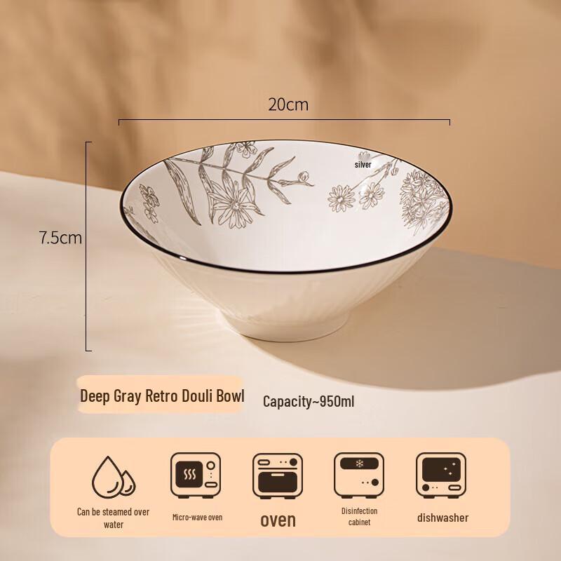 Retro Japanese Ceramic Noodle Bowl Set