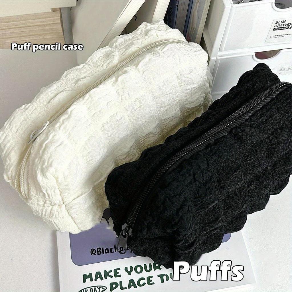Kawaii Puffs Pencil Case Bag Cosmetic Girls Pen Pouch Box Cute Korean Stationery for Office Back To School Supplies Students