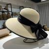 Big Brim Straw Hat Women's New Big Bow Sun Hat Travel Vacation Seaside Beach Hat Summer Foldable
