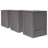 Garden Composter Set 3 Pieces Brown 60 x 60 x 83 cm 900 L Total Capacity Plastic with Rattan Finish