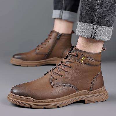 Fashion Men Boots Split Leather Men Boots High Quality Autumn Spring Leisure Boots Men Waterproof Soft Ankle Working Shoes