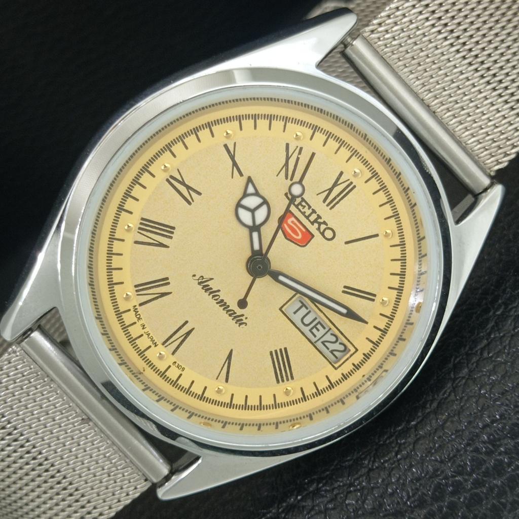 REFURBISHED SEIKO 5 AUTOMATIC 6309A JAPAN MENS VINTAGE GOLDEN WATCH a442131-1