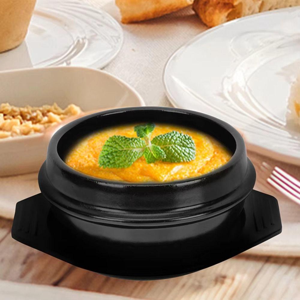 Heat-resistant Korean Stone Pot with Tray Ceramic Soup Pot Stew Pot Stew Pots  Ramen