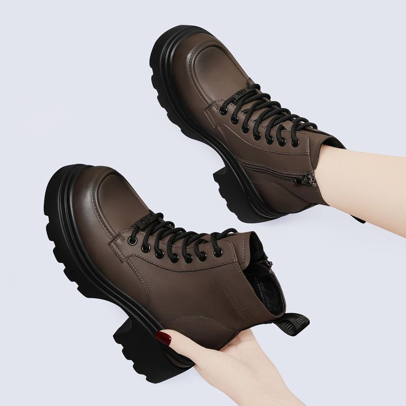 

Thick-soled small boots for women show height, short boots with inner height increase for women s shoes, new autumn and winter models 40