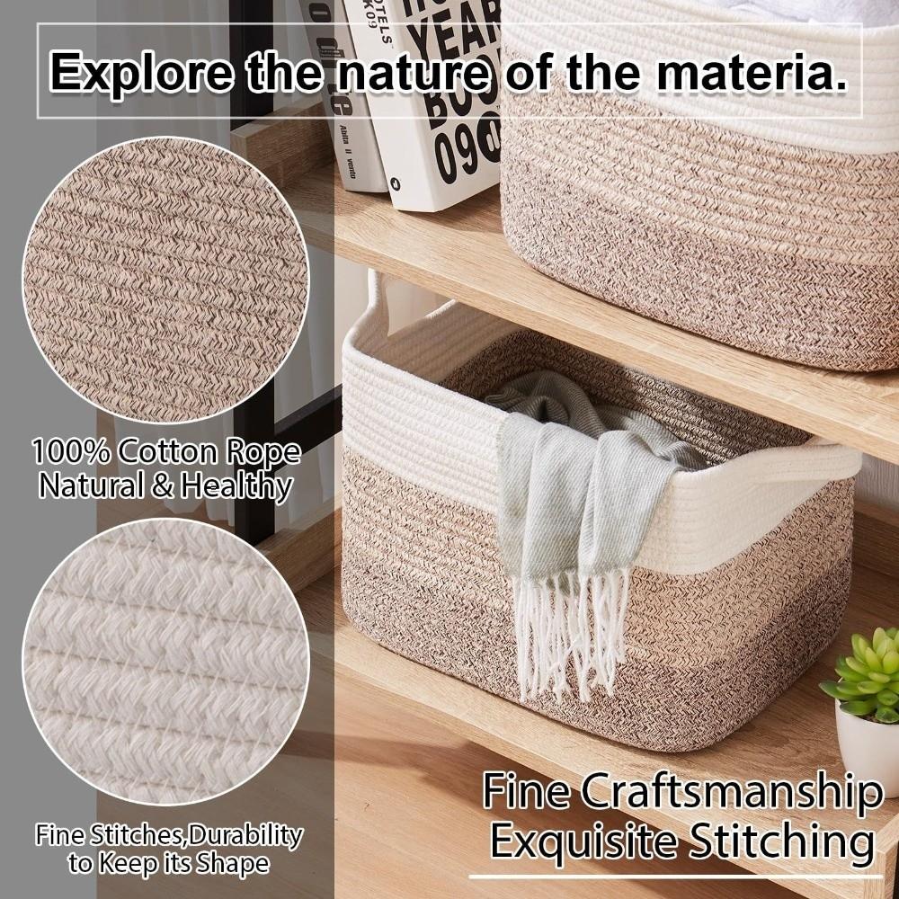NEW 15x10x9 Inch Cotton Rope Basket Large Capacity 22L Laundry Basket Storage Woven Storage Bin for Living Room