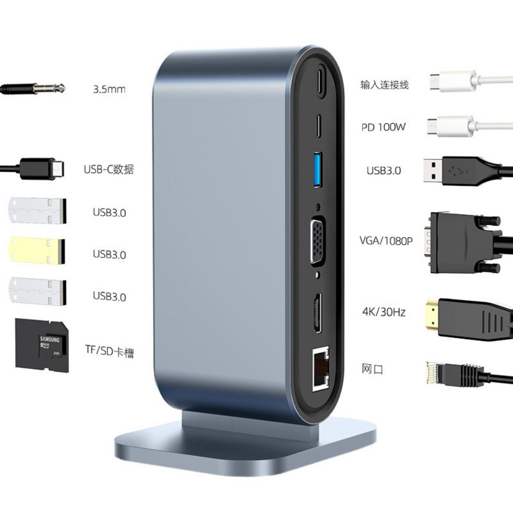 8-in-1 USB C Hub with Ethernet Port Multi Port Adapter Type C Dock for Laptop