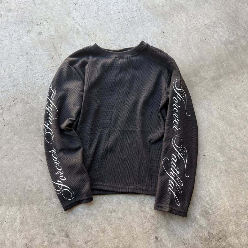 Y2K Round Neck Pullover Letter Print Gothic Loose Vintage Casual T-shirt