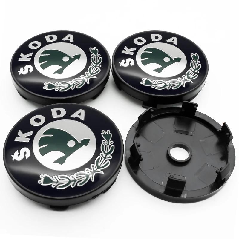 2025 Fierbinte 4 buc 56mm+60mm Capac Centru Jantă Roată Mașină Capac Jantă Embleme Autocolante Pentru Skoda Rapid Octavia A5 RS Kodiaq Fabia A7 2022 Ac