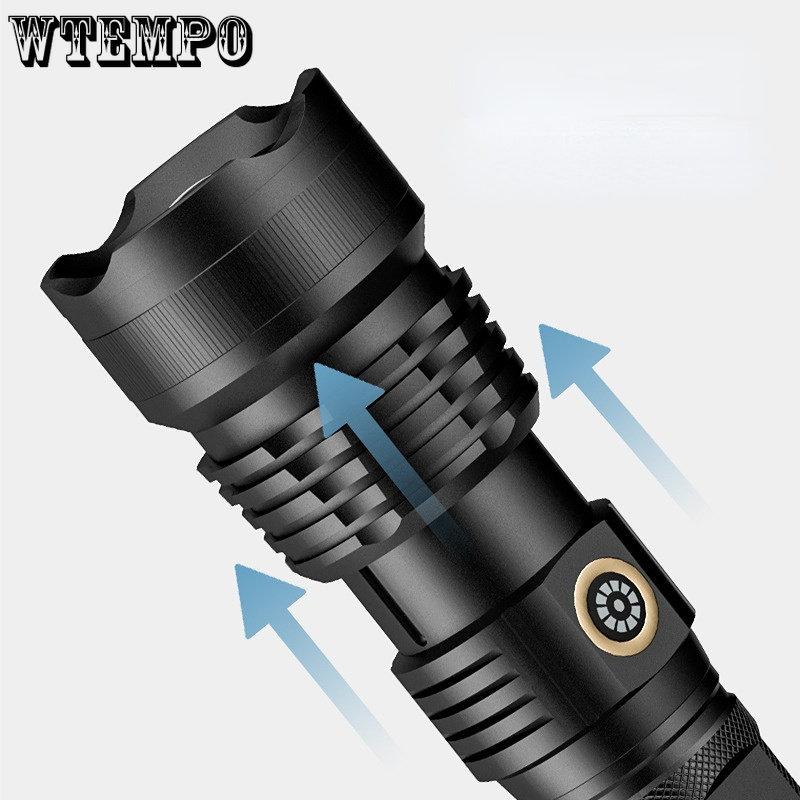Strong Light Flashlight Telescopic Zoom Aluminum Alloy Flashlight TYPE-C Fast Charging Far Spot Outdoor Searchlight