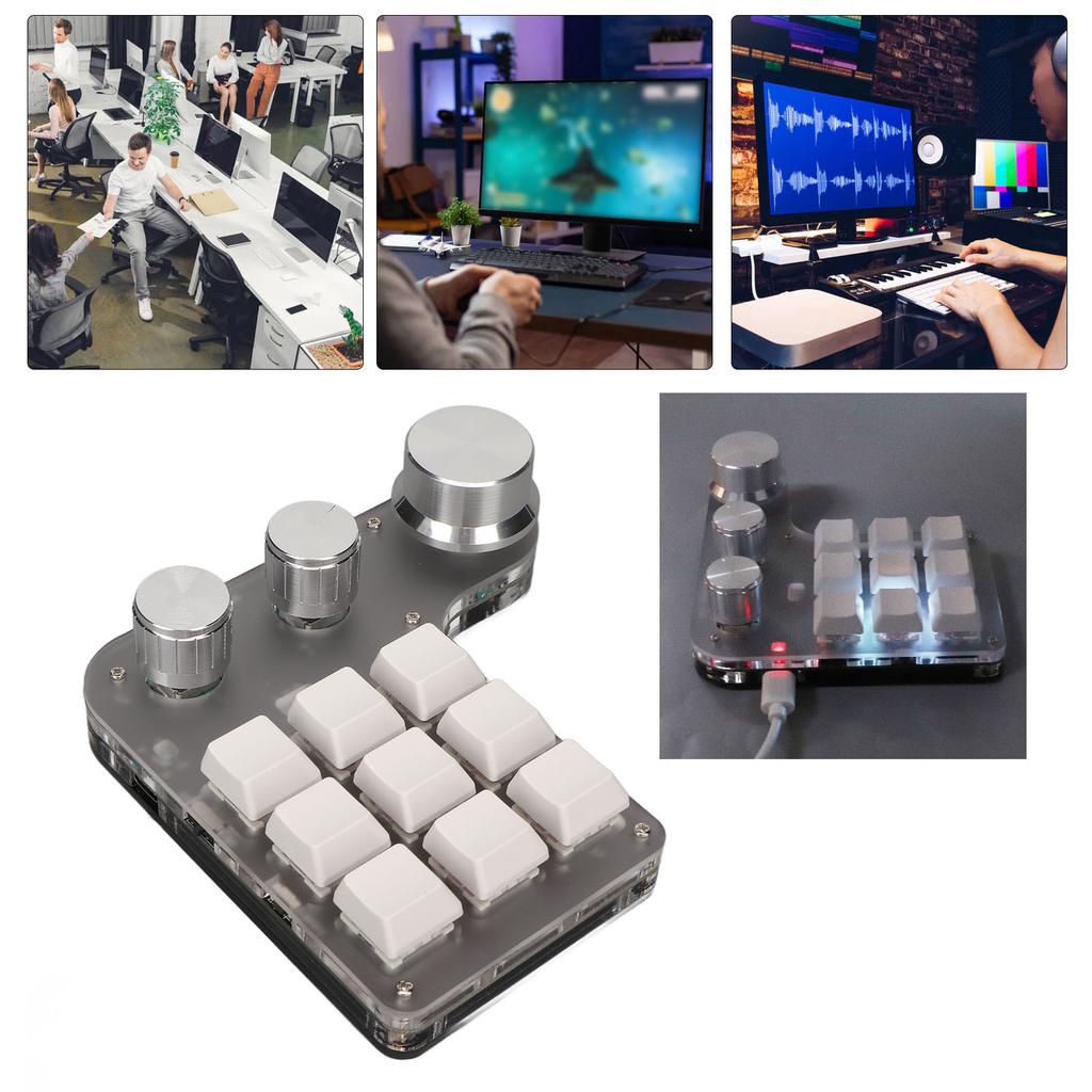 Custom Keypad 9 Keys 3 Knobs Programmable RGB Backlit Programming Macro Keypad for Computer Gaming Software