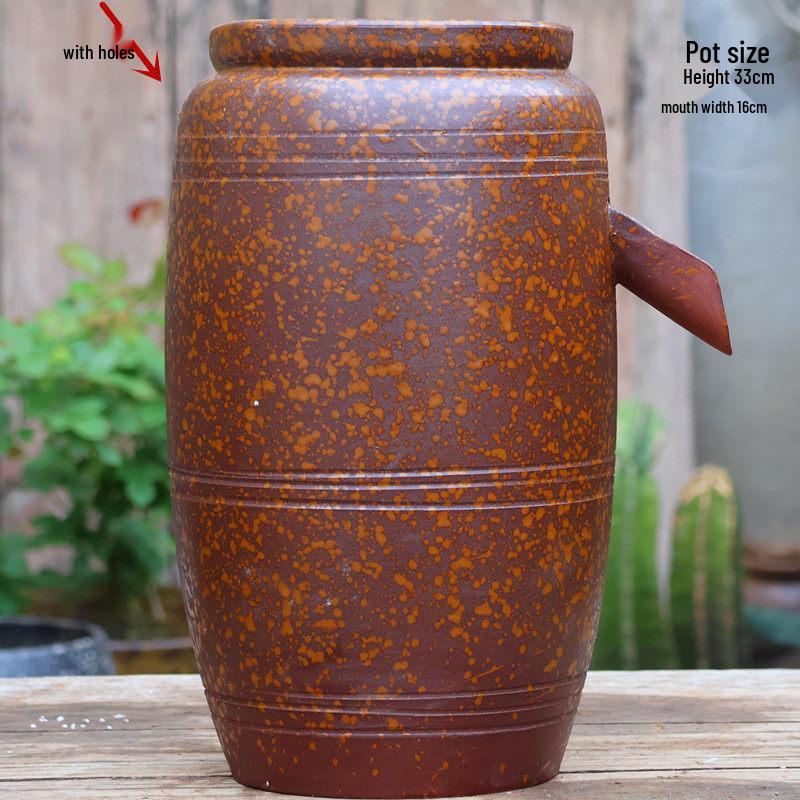 Tall Handmade Retro Chinese Hydroponic Ceramic Vase for Indoor Flower Arranging