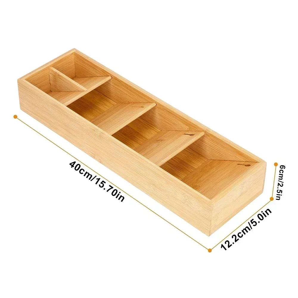Bamboo Compact Cutlery Drawer Tool Tableware Drawer Organizer Expandable for Fork Spoon Utensils Box Kitchen Storage Containers жёлтый