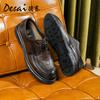 Desai British Style Men'S Leather Shoes Business Dress Round Head Derby Shoes Genuine Leather Retro Handmade Men'S Shoes