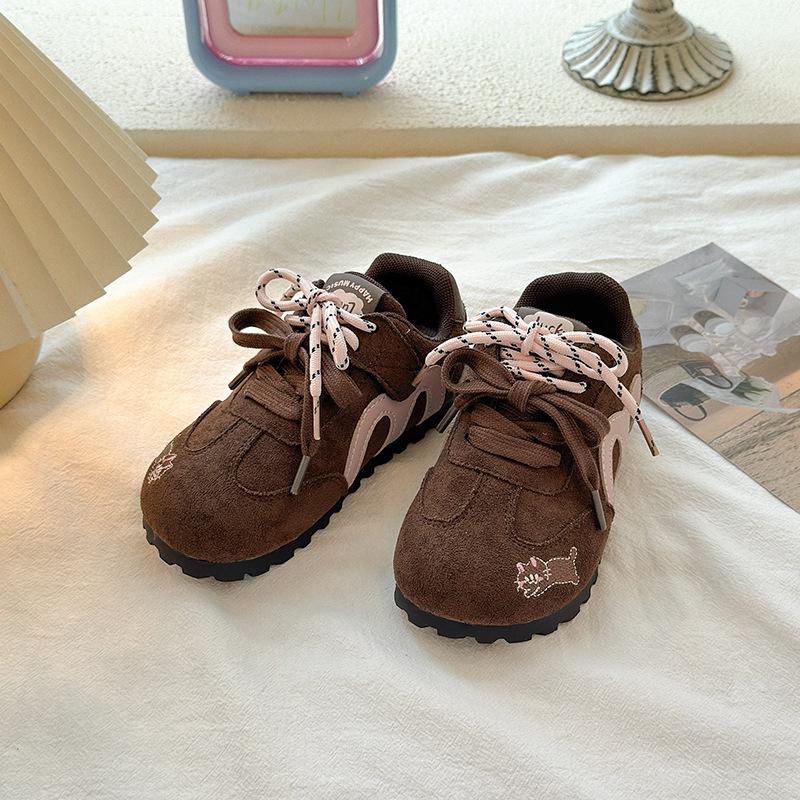 Kids Cute Cat Embroidery Casual Sneakers Non Slip Velcro Running Shoes
