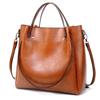 Oily Leather Korean Style Large Handbag and Crossbody Shoulder Bag for Ladies