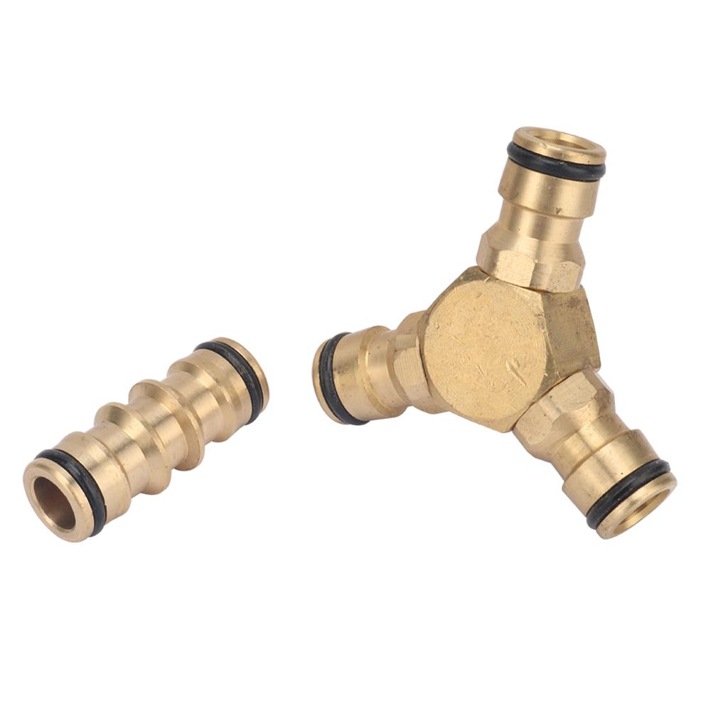 Brass 16mm Joint Two Way Three Way Quick Connector Plumbing Pipe Fittings Faucet Water Gun Car Wash Quick Coupling Adapters 1Pc