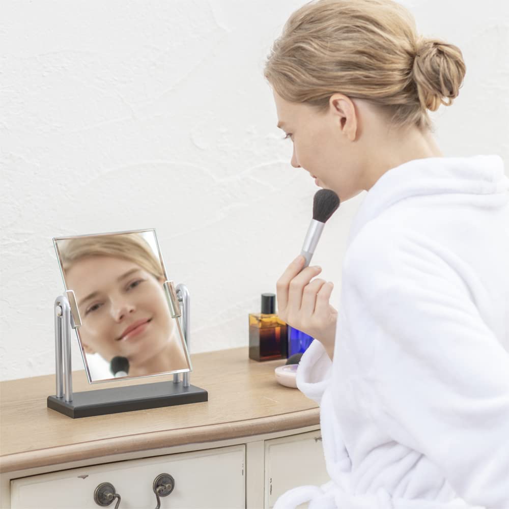 Horiuchi Mirror Industry Wooden Stand Mirror, Small, Black, Blends Into Your Living Room Space, Makeup Mirror, Tabletop Mirror, Mother's Day Gift