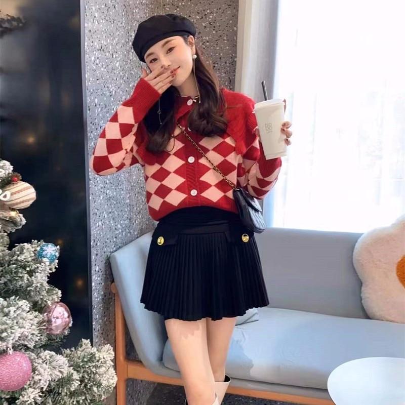 

Свитер женский осенне-зимний толстый вязаный кардиган на ягодицах One Size красный