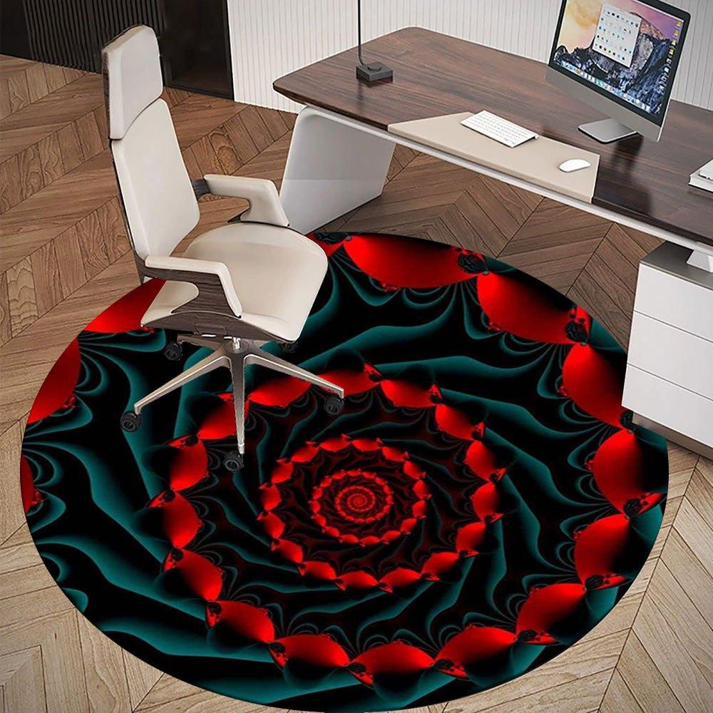 Rotes und Schwarzes Abstraktes Spiraldesign Wandkunst DruckRunder Rutschfester Stuhlmatte Stuhlteppich für Büro Teppiche für Bürodekoration Geschenk für Valentinstag Mot