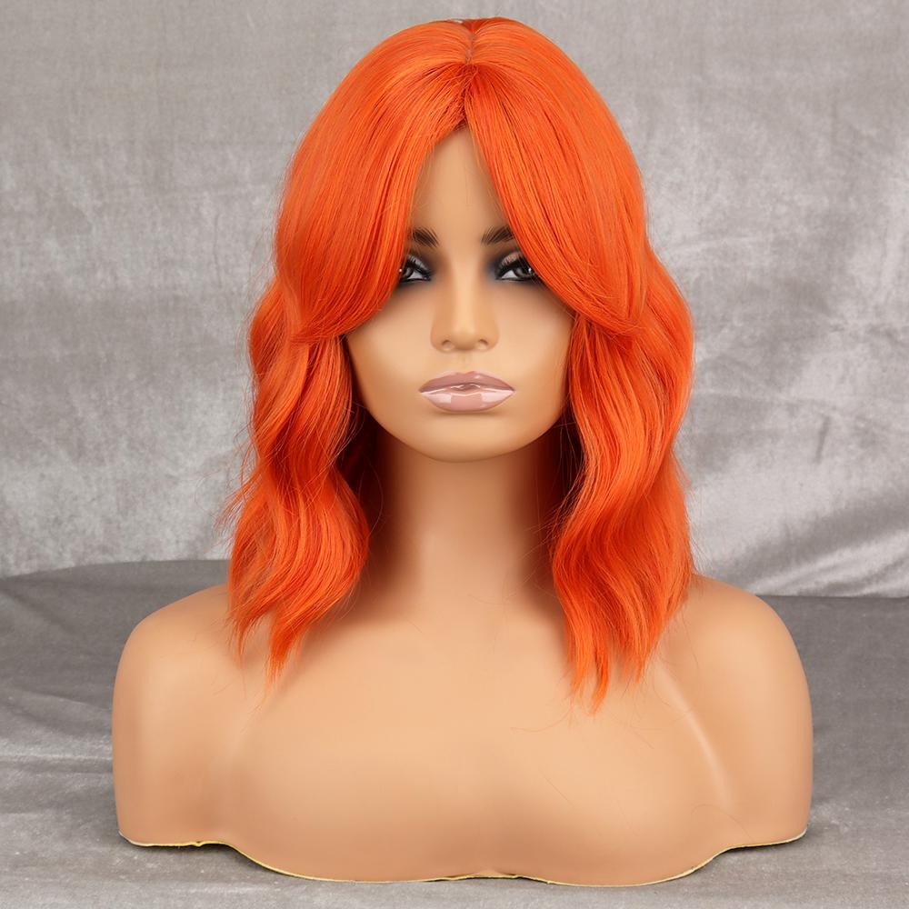 MISS WIG Fioletowa Falowana Syntetyczna Peruka z Włókna Odpornego na Ciepło dla Kobiet z Grzywką Czarno-Różowo-Brązowa Peruka Cosplay do Noszenia na Co Dzień