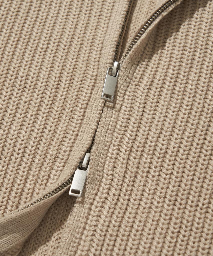 AGOD Refined Two-Way Knit Zip-Up [Beige]