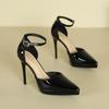 Sandalen Damen 2026 Taschenkopf Hohl Wildleder Wasserdicht Tischsandalen Damen Sommer Neu Spitze Stiletto Hohe Absätze für Damen