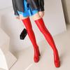 Sexy Elastic Over the Knee High Boots Women Autumn Winter Shoes Punk Heel High Boots For Women Square Toe Dance Shoes Large Size