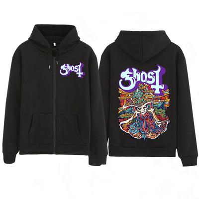 Ghost Skeletour Welttournee Album Harajuku Reißverschluss-Hoodies Unisex Gothic Übergroße Zip-Up Sweatshirts Harajuku Hip-Hop Mantel
