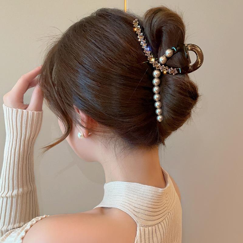 New Korean Style Pearl Rhinestone Hair Clips for Women Fashion Shark Clip Girls Hair Jewelry Accessories