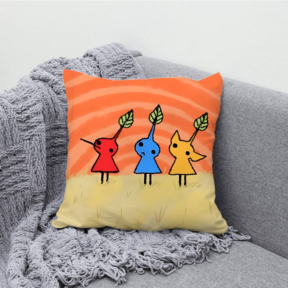 P-Pikmin Pillowcases Bedroom Living Room Sofa Home Decor Polyester Cushion Cover with Zipper