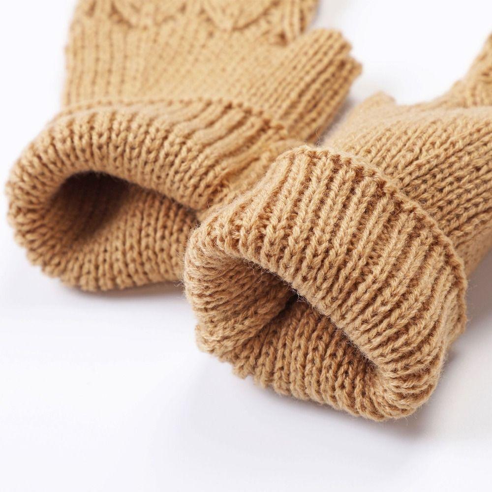 Vintage Winter Wool Gloves Half Finger Crochet Flower Mittens All-Match Fingerless Gloves Winter