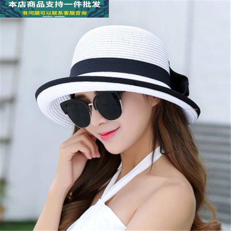 Straw hat girl summer summer sun hat UV protection versatile sun hat beach hat tide