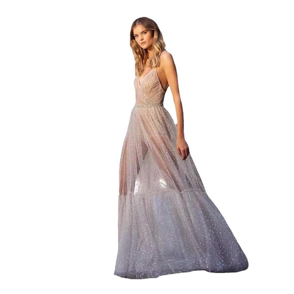 2025 Summer New Women's Clothing New V-neck Sleeveless Suspender Dress Long Dress