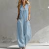 [Direkt vom Hersteller] Europäischer und amerikanischer lässiger ärmelloser Jumpsuit für Damen aus Leinen-Baumwolle für Frühling und Sommer