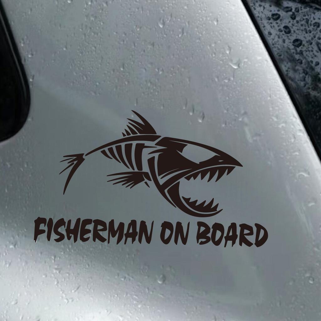 Skeleton Fish Fisherman On Boat Creative&funny Stickers for Cartoon Fans&lover,high Quality for Car Trucks Motorcycles &laptops