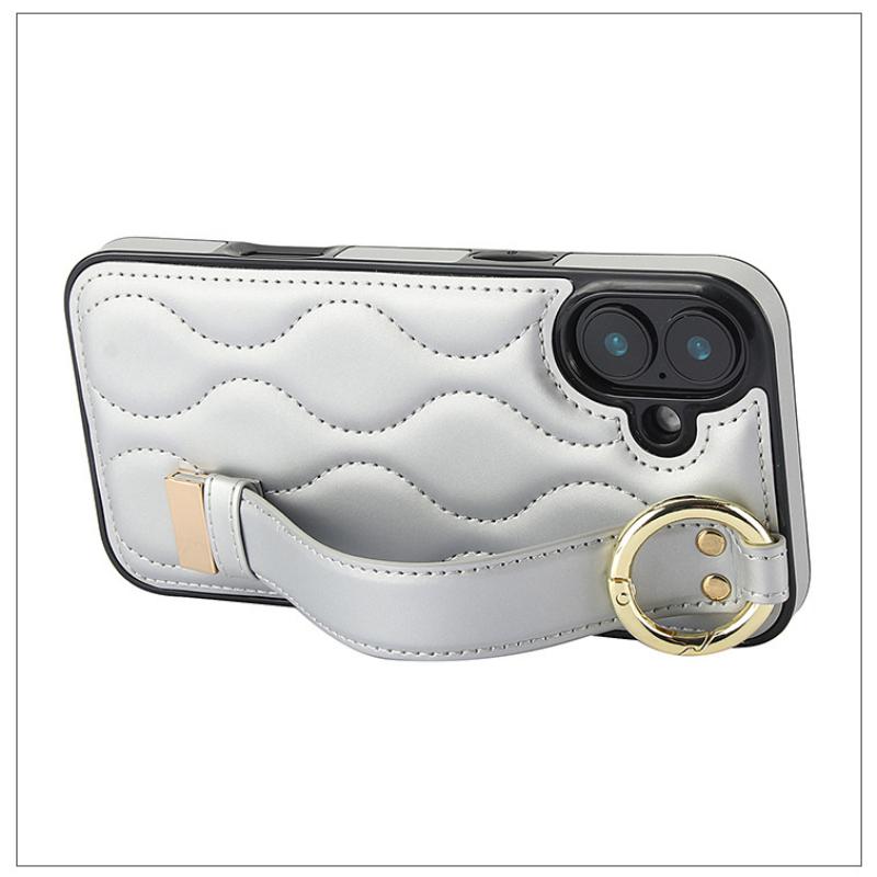 Ring Wristband Phone Case for IPhone 16 Pro Max 15 Plus 14 13 Mini 11 12 7 8 XS XR SE 2 3 Solid Color Leather Protective Cover