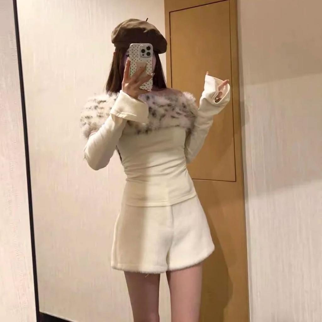 VAYLA Dame Aprikos Skråhals T-skjorte Harajuku Koreansk Y2k Tee Topp 2000-talls Klær Estetisk Mote Langermet Vintage T-skjorter