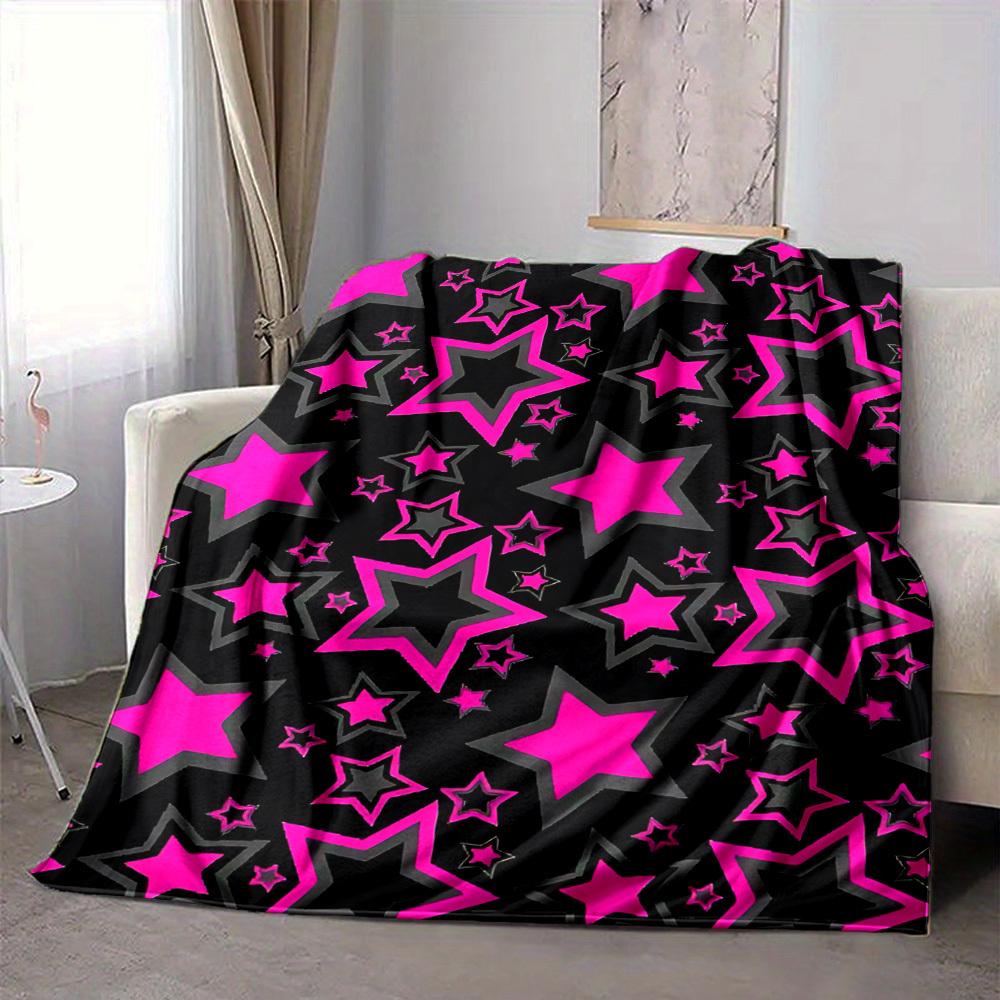 1pc Pink Star Pattern Blanket Warm, Cozy, And Soft, Suitable for Sofas, Beds, Cars, And Office Use.Perfect for Camping And Travel, Making It a Great G