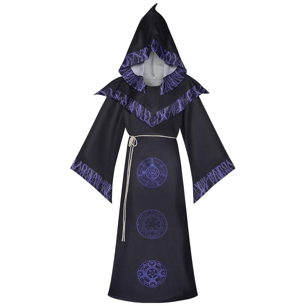 Costume Cosplay Veste da Mago Fantasy per Halloween e Spettacoli Teatrali in Materiale Poliestere