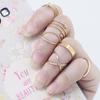 6Pcs/Set Women Golden Tone Stack Plain Slim Band Midi Ring Spiral Knuckle Rings