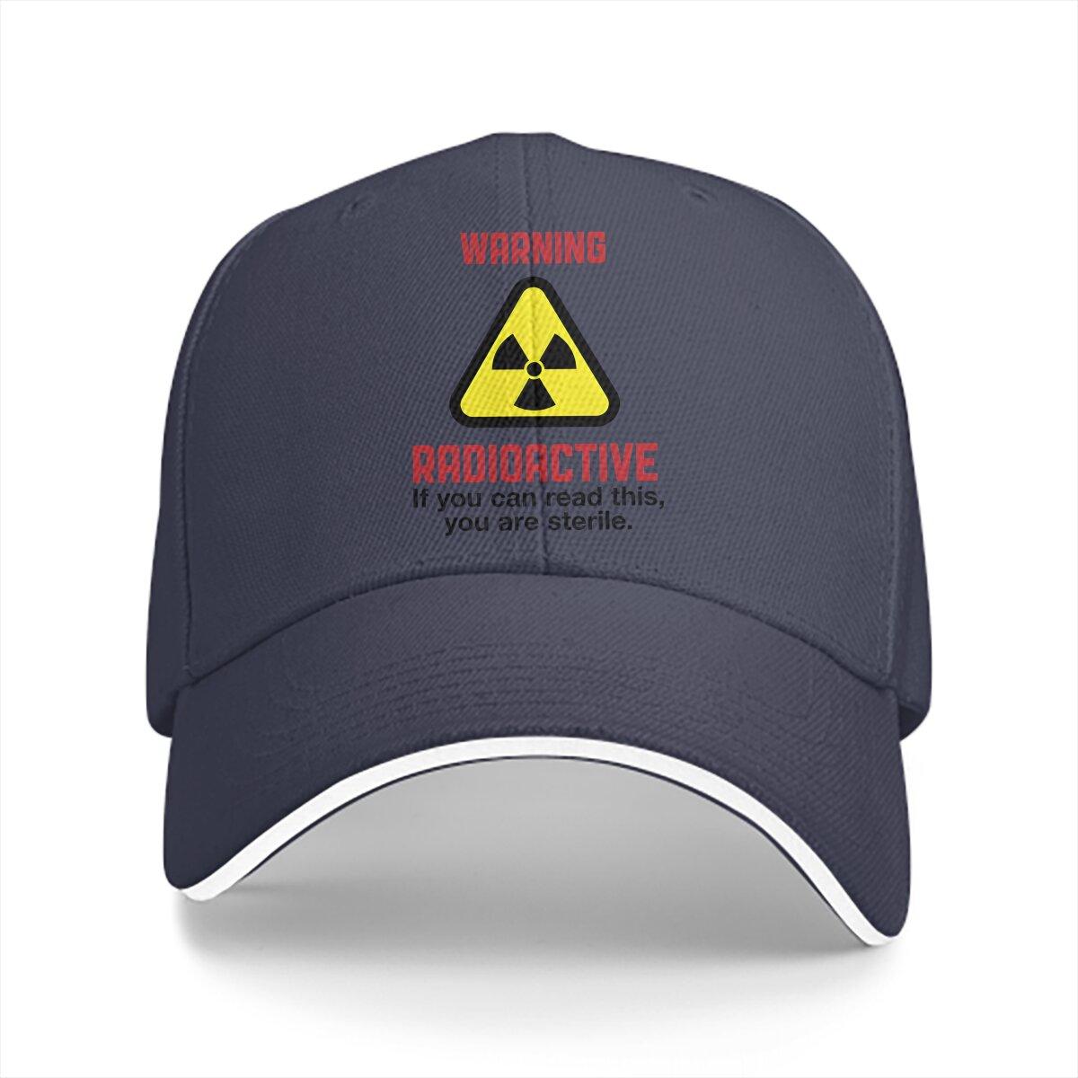 

Caution Radioactive Baseball Cap Unisex Hats Women Visor Protection Snapback Radiation Symbol Caps One Size