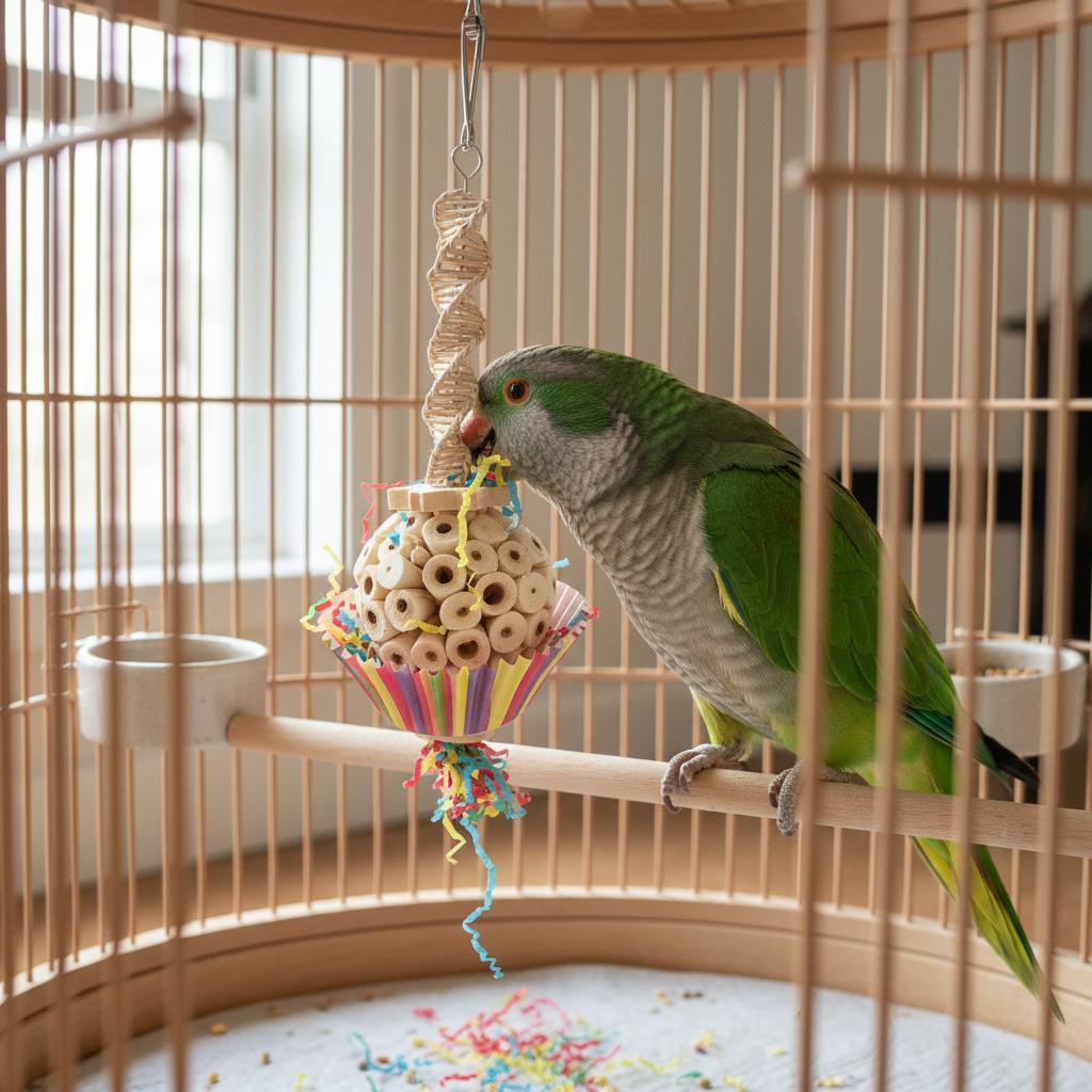 Parrot Chew Toy Natural Rattan And Pith Ball Bite-Resistant Bird Entertainment For Parrots Small Birds