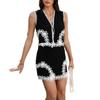 Spring Summer Women's Casual Holiday Style Geometric Clashing Short Pants Set